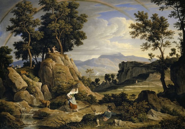 Landscape near Olevano with rainbow, 1823/1824, oil on canvas, 58.7 x 82.3 cm, monogrammed lower