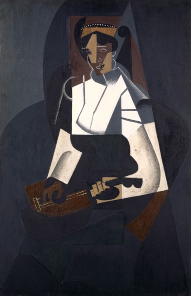 La femme à la mandoline, d'après Corot, 1916 (September), oil on plywood, 92 x 60 cm, signed and