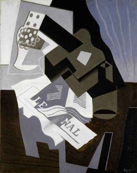 Guitare, livre et journal, 1920 (January), oil on canvas, 92 x 73 cm, signed and dated lower right: