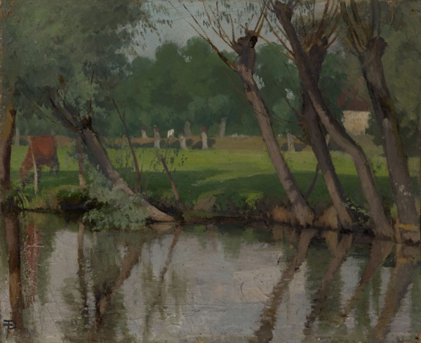 Bachufer bei Hangenbieten in Alsace, 1870-1871, oil on canvas, 31 x 38 cm, monogrammed lower left: