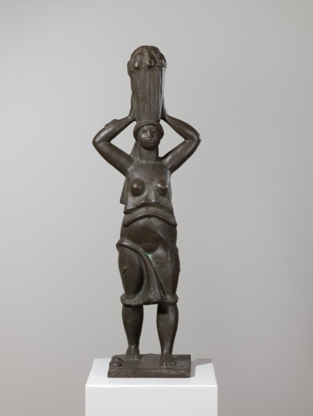 Basket bearer, 1918, bronze, 87.5 x 30.5 x 21.5 cm, monogrammed on the right edge of the base