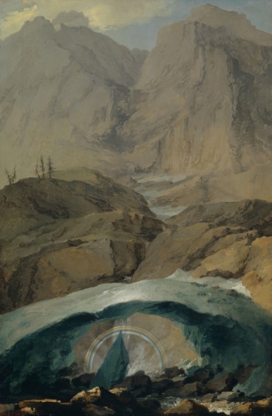 Snow bridge and rainbow in Gadmental, 1778, oil on canvas, 81.6 x 53.6 cm, signed lower left: