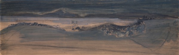 View from the battery on Basel, 1940, tempera and oil over ink (pen) on paper, on pavatex, 28.5 x