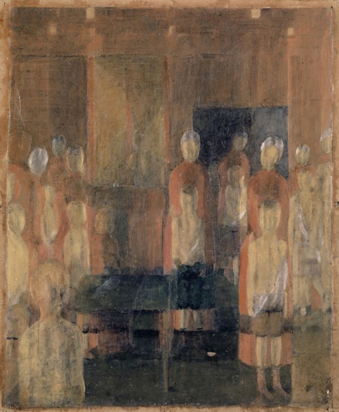 Vaccination, c. 1919, oil on paper, mounted on cardboard, 26 x 21 cm, unmarked, Otto Meyer-Amden,