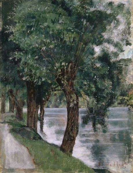 Willows on the Rhone, c. 1885, oil on canvas, 34.9 x 27 cm, signed lower right: F. Hodler,