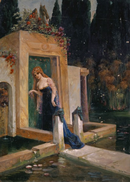 Viviane at the Merlins Grave, May 1904, oil on board, 45.5 x 32.5 cm, inscribed on the reverse with