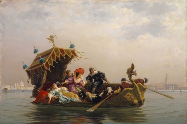 A gondola ride, 1873, oil on panel, 41 x 61 cm, signed and dated lower left: ARNOLD CORRODI, ROME