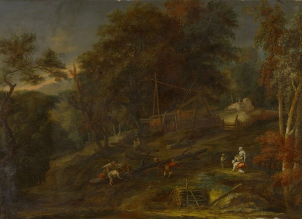 Forest Landscape with Staffage, Oil on Copper, 46.5 x 63.5 cm, Unsigned, Maximilian Joseph