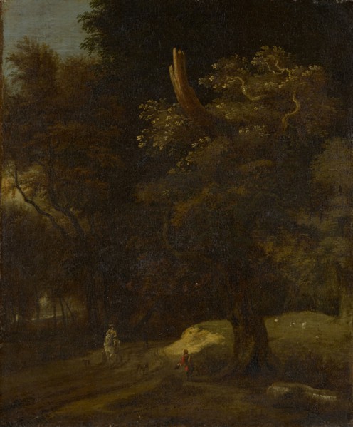 Rider in the Forest, oil on canvas, 45 x 37.5 cm, unsigned, Jan Vermeer van Haarlem d. Ä., Haarlem