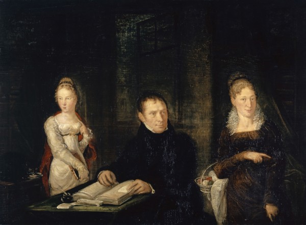 Portrait of the family of Joseph Affolter, 1816, oil on fir wood, 43.5 x 58 cm, unsigned, Josef