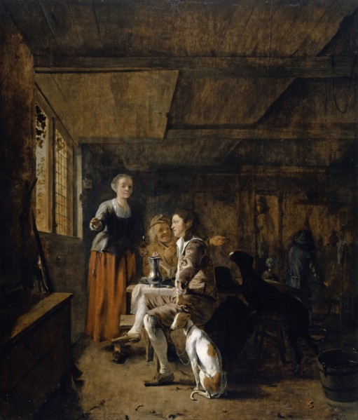 Hunter in the Tavern, c. 1650, oil on oak, 72 x 61.5 cm, unsigned, Ludolph de Jongh, Overschie