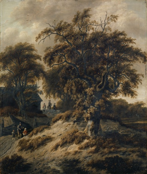 Dutch landscape with staffage, oil on oak wood, 58.5 x 49.5 cm, unsigned, Cornelis Gerritsz.