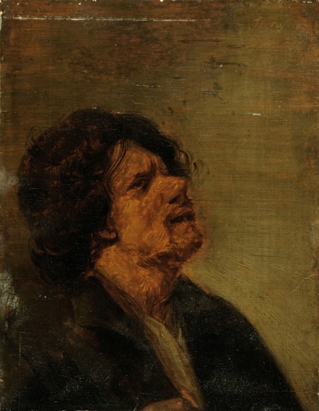 Peasant's head, oil on oak wood, 24 x 18 cm, not marked, Joos van Craesbeeck, (Kopie nach (?) /