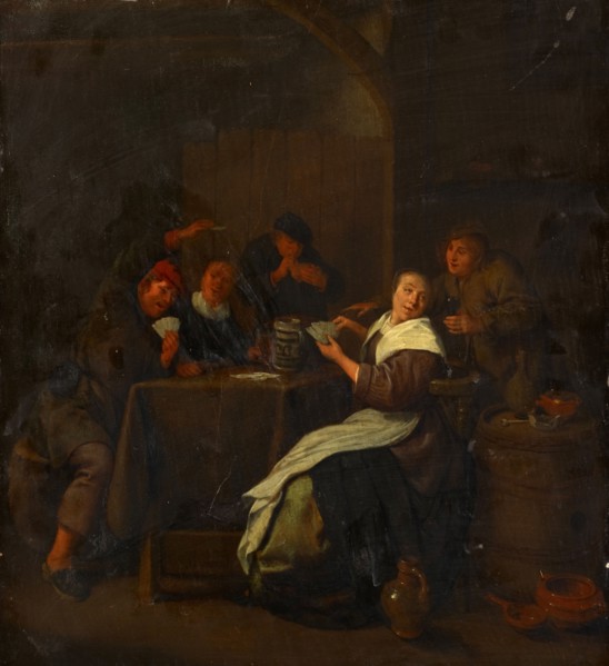 Playing Cards Farmers, 1640-1650, oil on oak, 36.2 x 32.7 cm, signed on the left side of the