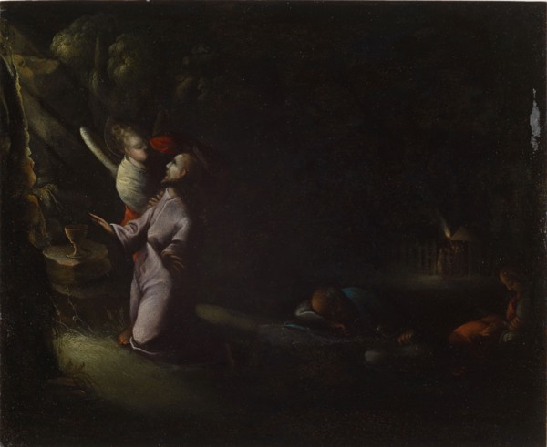 Christ on the Mount of Olives, oil on copper, 18 x 21.5 cm, unsigned, Adam Elsheimer, (Art / style