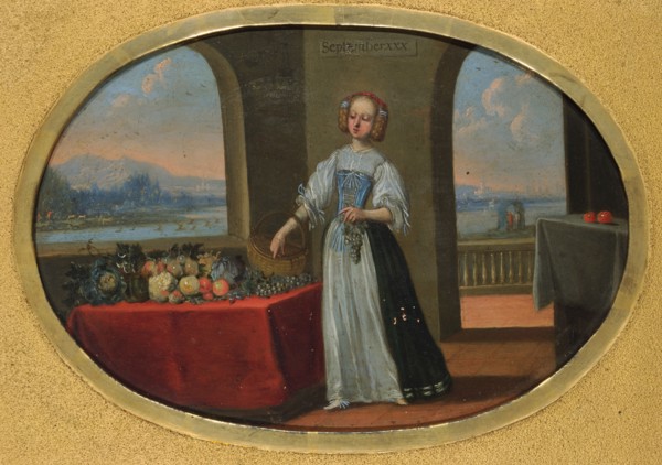Monthly image: September, 1660s (?), Oil on copper, oval: 13 x 19 cm, signed and dated to the left