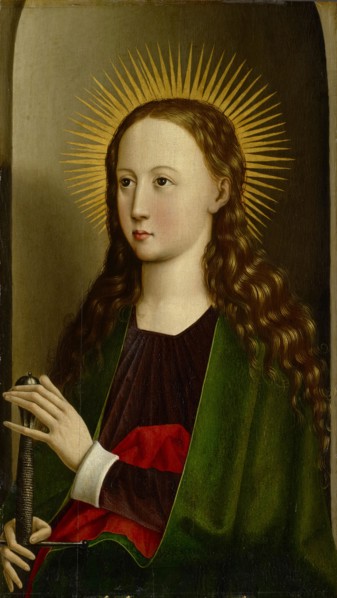 St. Katharina, end of the 15th century, mixed technique on lime wood, 64 x 37.5 cm, unsigned,