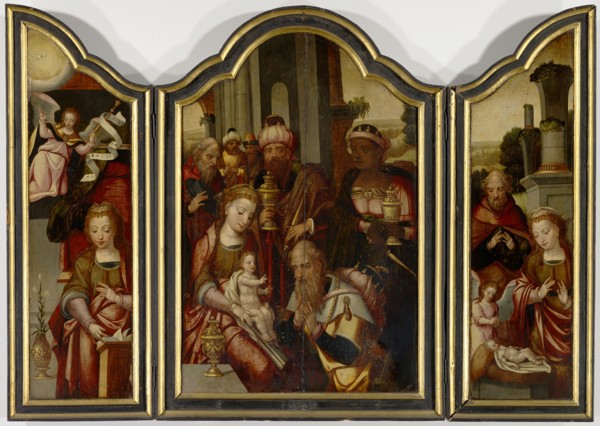 Adoration of the Magi (middle panel), Annunciation (left wing), Nativity (right wing), 2nd quarter