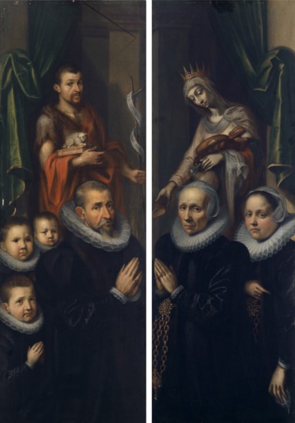 The hl., John the Baptist and the St., Elisabeth with donor portraits, c. 1590/1610, oil on panel,