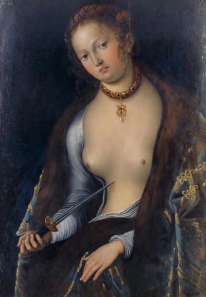 Lucretia, oil on lime wood, 84.5 x 59 cm, not specified, Lucas Cranach d. Ä., (Kopie nach / copy