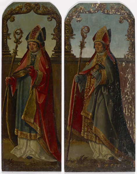 Two bishops (St. Ulrich and St. Blaise), 16th century, oil on oak wood, (St. Ulrich, St. Blaise: 54