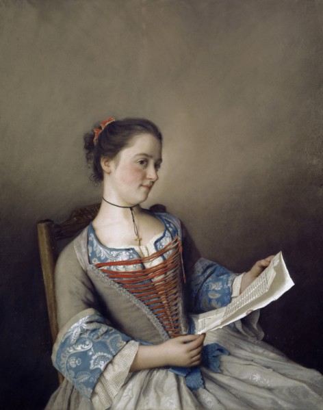 The Reader (Portrait of Marianne Lavergne), c. 1746/1754, pastel on parchment, mounted on canvas,