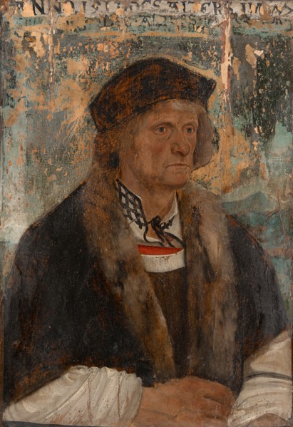 Portrait of Johannes Amerbach (?), 1513, mixed technique on parchment, mounted on fir wood, 52.5 x