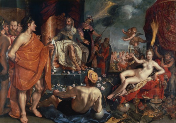 Hermes presents Pandora to King Epimetheus, 1611, oil on canvas, 181 x 256.8 cm, monogrammed and