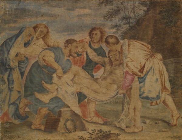 The Entombment of Christ, 16./18., Century, tempera on canvas, 61 x 78 cm, on the stone block