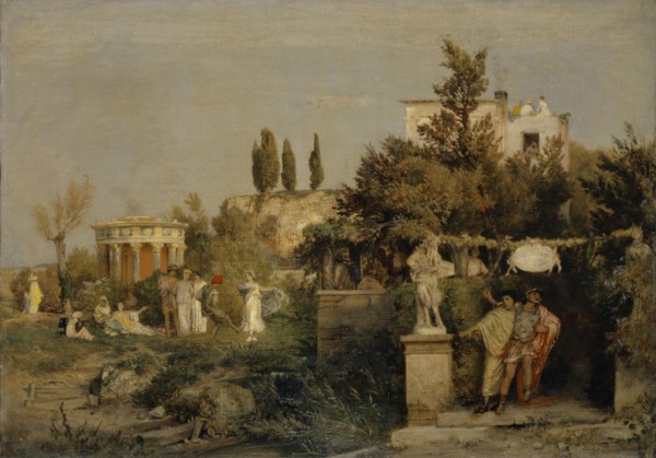 Old Roman wine tavern, c. 1866, tempera on canvas, 44.2 x 62.4 cm, signed lower left: A Böcklin f