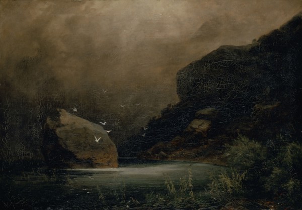 Mountain lake with seagulls, 1847, oil on canvas, 45.6 x 64.7 cm, not marked, Arnold Böcklin, Basel