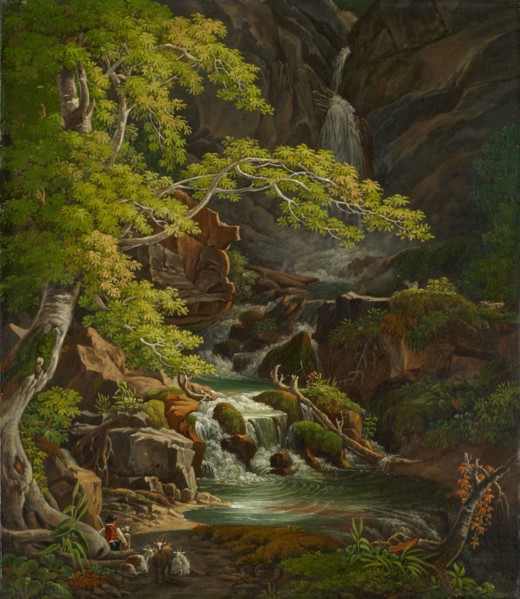Waterfall in Münstertal, oil on canvas, 50 x 44 cm, not marked, Peter Birmann, Basel 1758–1844