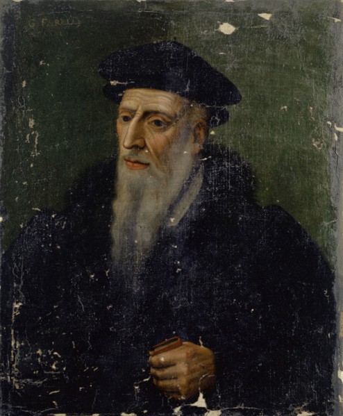 Portrait of Guillaume Farel, oil on canvas, 76 x 62 cm, unmarked., Top left: MDL ... [further digit