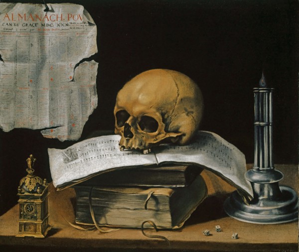 Vanitas Still Life with Skull, 1630, oil on canvas, 50.3 x 59.7 cm, unsigned, but probably hidden