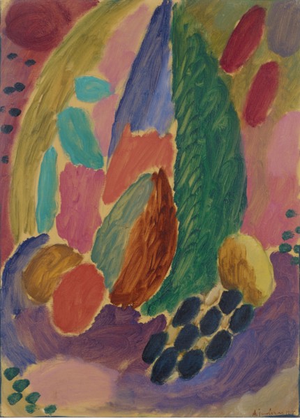 Large variation, 1915, oil and pencil on linen textured paper, mounted on hardboard, 52 x 37.5 cm,