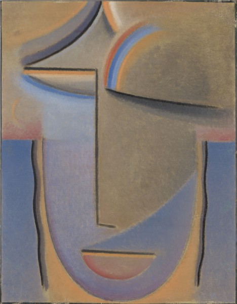 Abstract head: Evening, 1927, oil and charcoal on linen-textured cardboard, 43 x 33.5 cm, Signed et