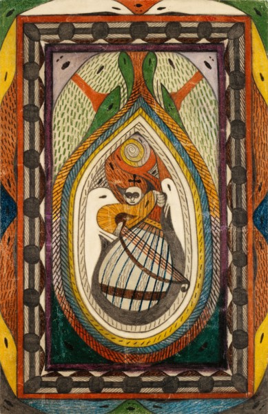 Musician, c. 1913, pencil and crayon, sheet: 44.2 x 28.8 cm, recto and verso without text (verso by