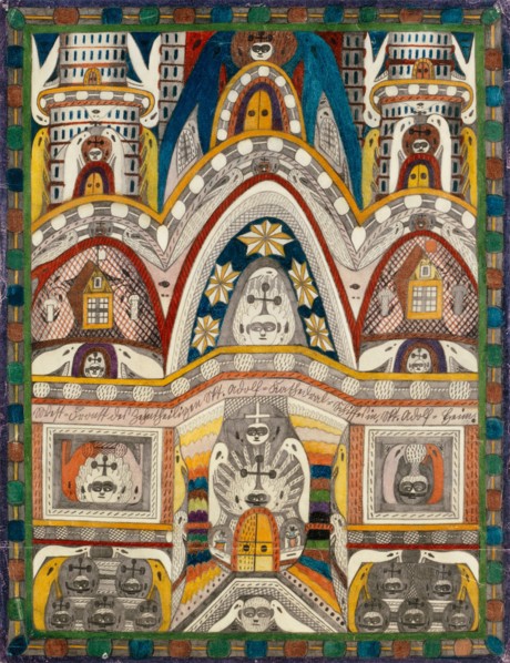 Adolf = Cathedral, = Ship in, Skt. Adolf = Heim, 1916, January 1, pencil and crayon, sheet: 64.7 x