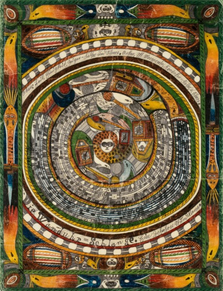 The wall clock = snake., One ear long, March 15, 1916, pencil and crayon, sheet: 64.9 x 49.8 cm,
