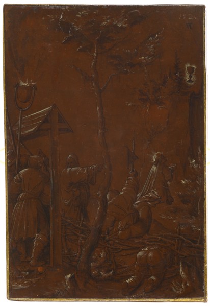 Christ on the Mount of Olives, 1520, pen in black, washed, heightened with white, on reddish brown