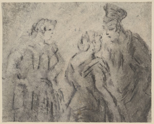 Two girls and street-boy, pencil and pen, maneuvered, mounted, sheet: 11.6 x 14.3 cm, not marked,