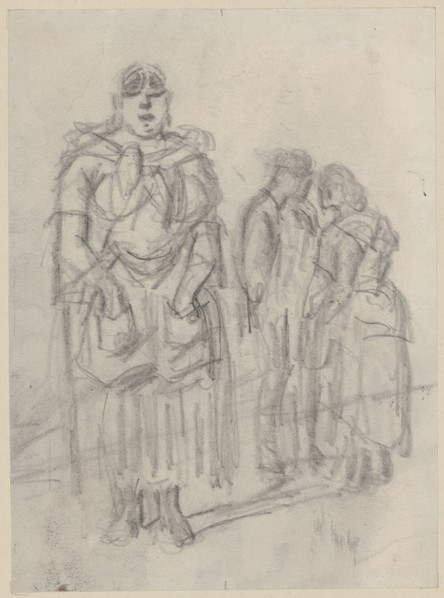 Strassendirne and smaller pair, pencil, mounted, leaf: 17.7 x 13 cm, not marked, Constantin Guys,