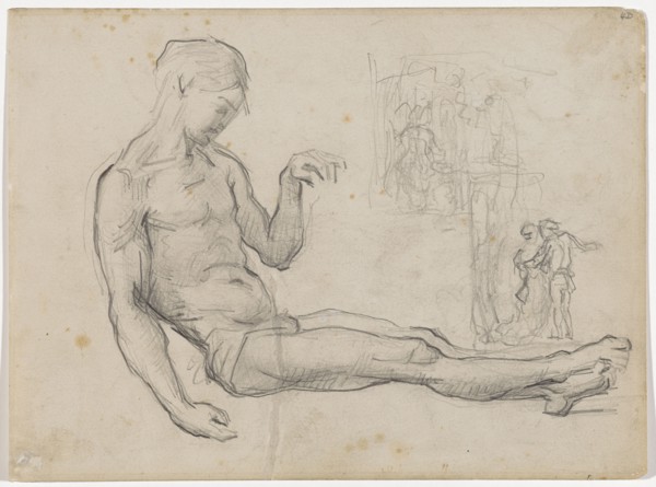After Fra Bartolommeo: Christ Study, 1866/69, pencil, verso: pencil, leaf: 17.7 x 24 cm, not