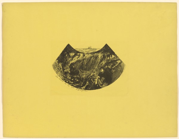 Les drames de la mer (Une descente dans le Maelstrom), 1889, zincography in black on yellow vellum,