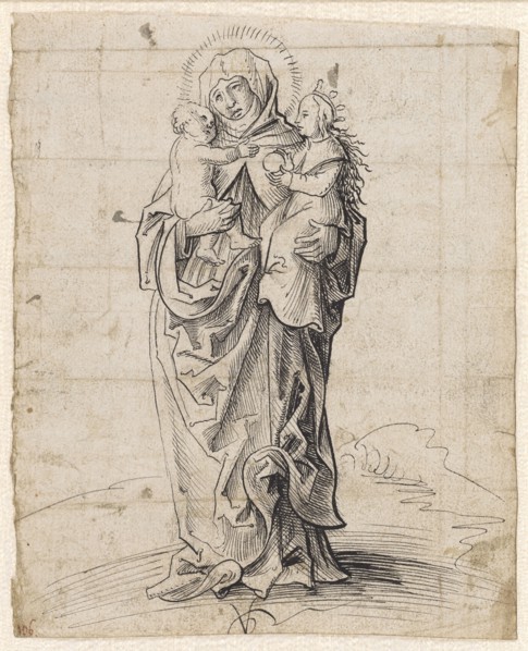 The hl., Anna Selbdritt, c. 1507, pen in black, sheet: 19.6, 19.1 x 15.8 cm, signed in monogram: VG