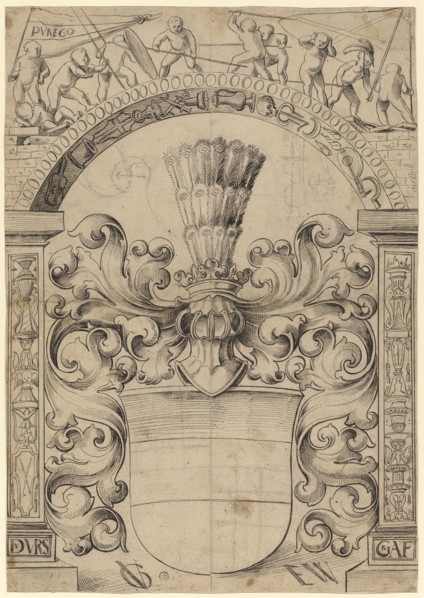 Slice tear with the coat of arms of Austria, in the upper picture Putten in the fighting game,