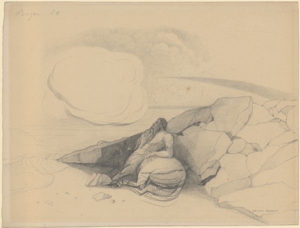 Centaur, looking at a cloud, Royan 1863, pencil, sheet: 24.5 x 32.2 cm (largest mass), U. r.,