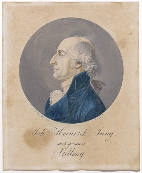 Johann Heinrich Jung gen. Stilling, 1801, aquatint, colored, picture: 9.5 cm diameter |, Leaf: 15.2