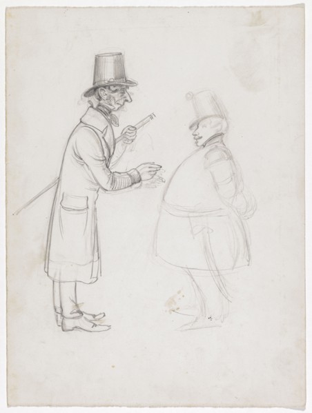Two gentlemen in conversation, pencil, sheet: 32.8 x 24.6 cm, unsigned, Hieronymus Hess, (Umkreis