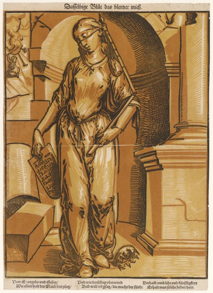 Synagogue, c. 1572, chiaroscuro woodcut of three plates (black, brown and light brown), leaf: 37.8